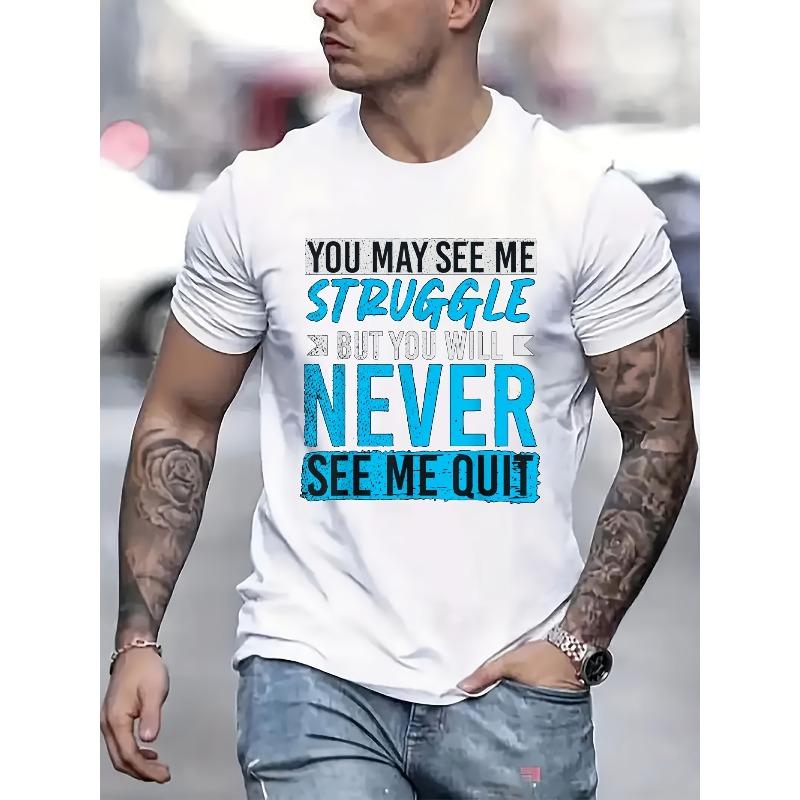 European Sizes Never Give Up Men'S T-shirts, Generous, Comfortable, Round Neck