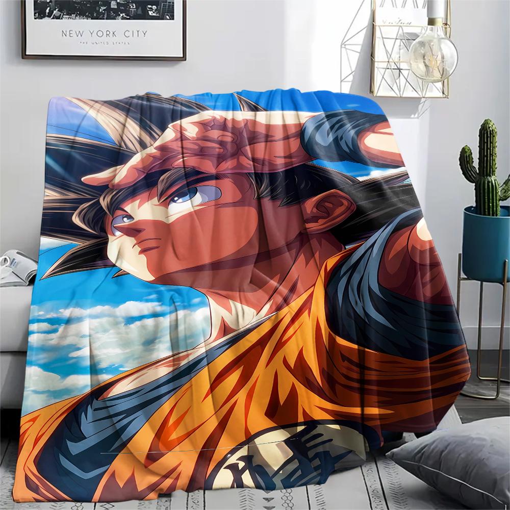 Dragon Ball Charaktere Druck Flanelldecke, Hohe Qualität, Bequem für Alle Jahreszeiten, Heimdekoration, Wärme und Komfort, Perfekt für Weihnachtsgeschenke