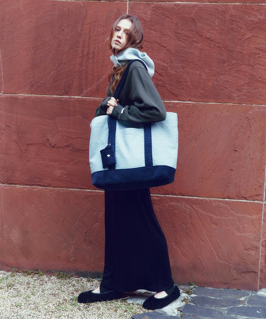 Citta Corduroy Canvas Big Shopper Bag_Cta938(Blue)