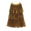 AMERI UNDRESSED Leaf Pattern Long Length Pleated Skirt Brown Back Zip Women Used