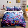 Colorful Butterflies In Flight Bedding Set for Kids Luxury Gift 3pcs Digital Print Comforter Set Soft Comfortable Breathable