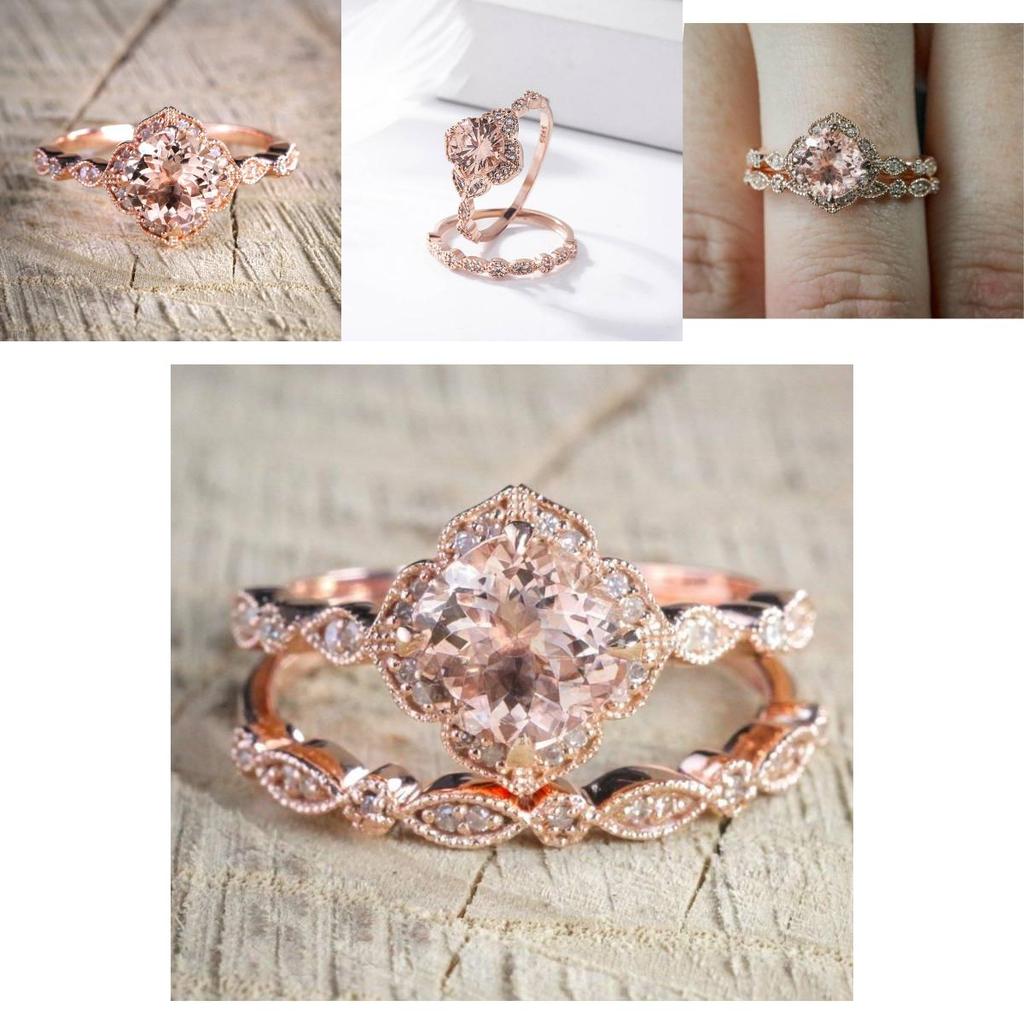 Ovaler Zirkon-Anhänger Kristall Brautring Roségoldbeschichtet Strass-Ehering