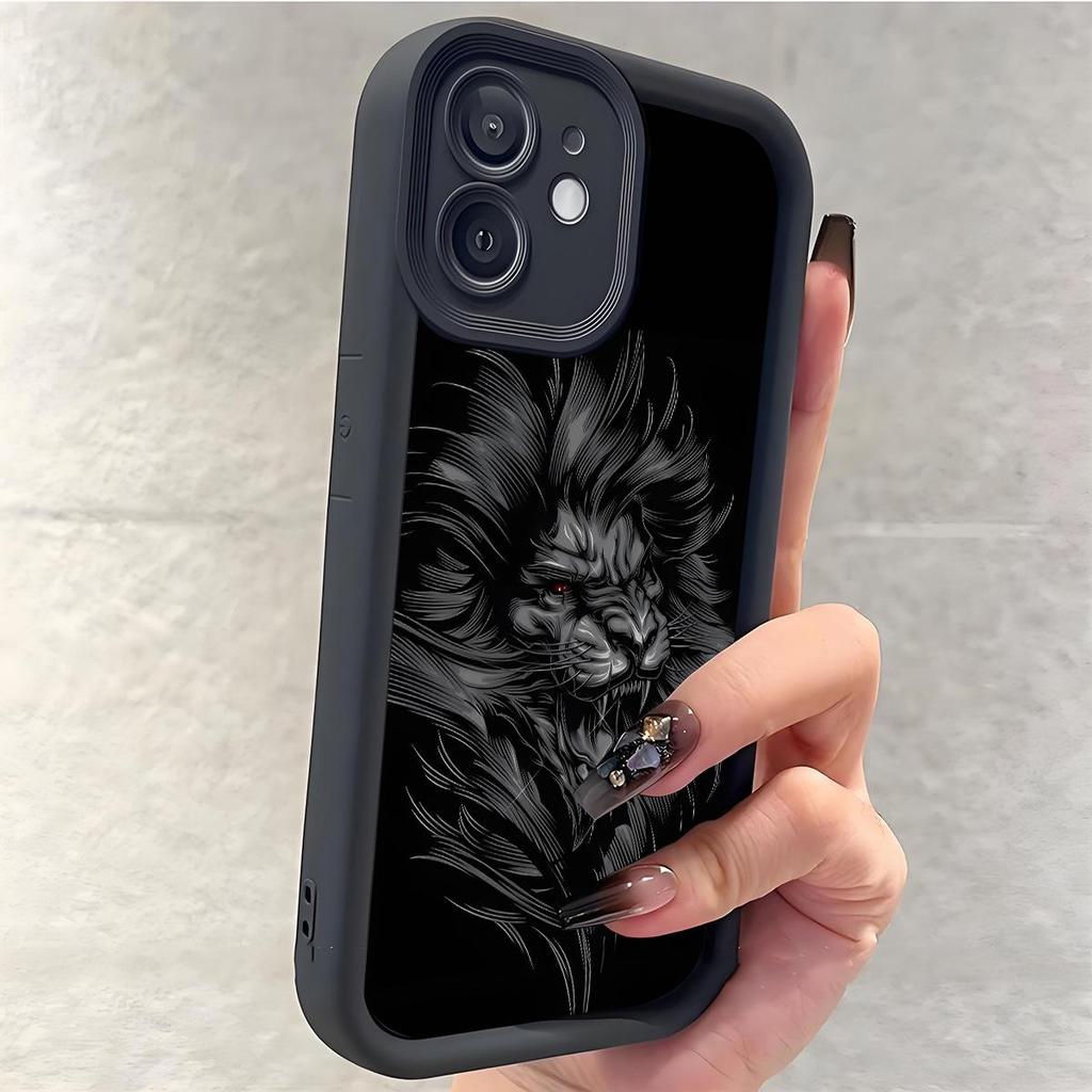 Lejonhuvud Sandstens Trappa Himmelsöga Svart iPhone 15/16/17 Skyddande Fodral