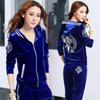 Felpa sportiva con cappuccio in velluto dorato da donna 2024: Completo casual due pezzi primavera e autunno