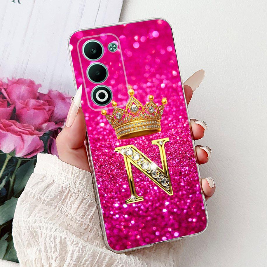 For OPPO A5 5G 2025 Case CPH2735 Cover Luxury Crown Initial Letters Soft Clear Silicone Back Cover For OPPOA5 5G 2025 Phone Case
