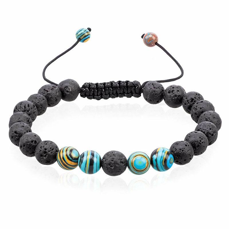 Zwarte Lavasteen Kroon Bedel Tijgeroog Kralen Armband Voor Mannen Vrouwen Gevlochten Armbanden Handgemaakt Verstelbaar Pulseira