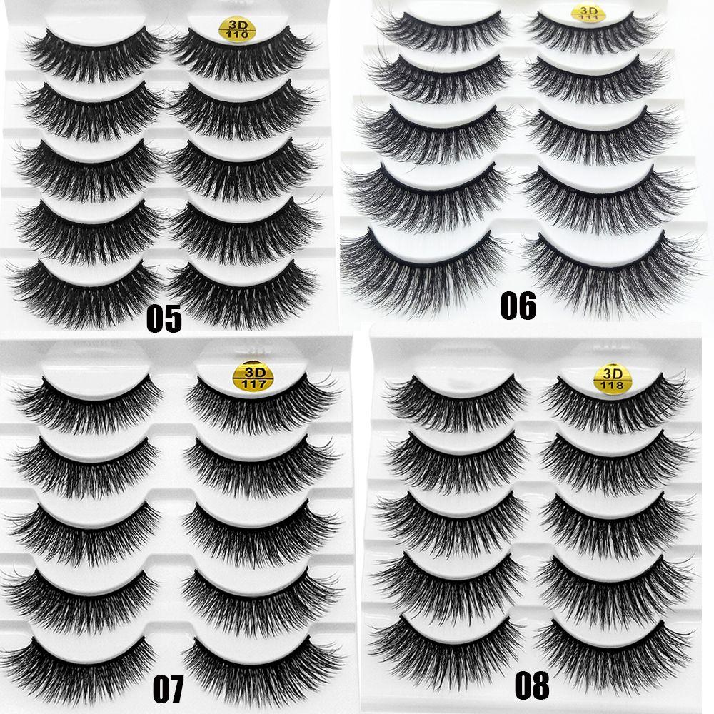 5 Pairs Woman Natural  Fluffy Eye Lash Extension False Eyelashes 3D Faux Mink Hair Crisscross