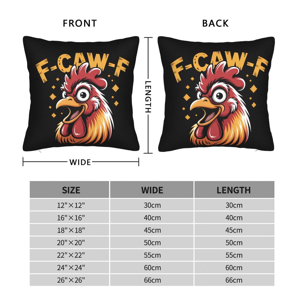 FCawF Chicken Pillowcase Polyester Cushion Cover Decorations Humor Rooster Meme Throw Pillow Case Cover Home Square 18