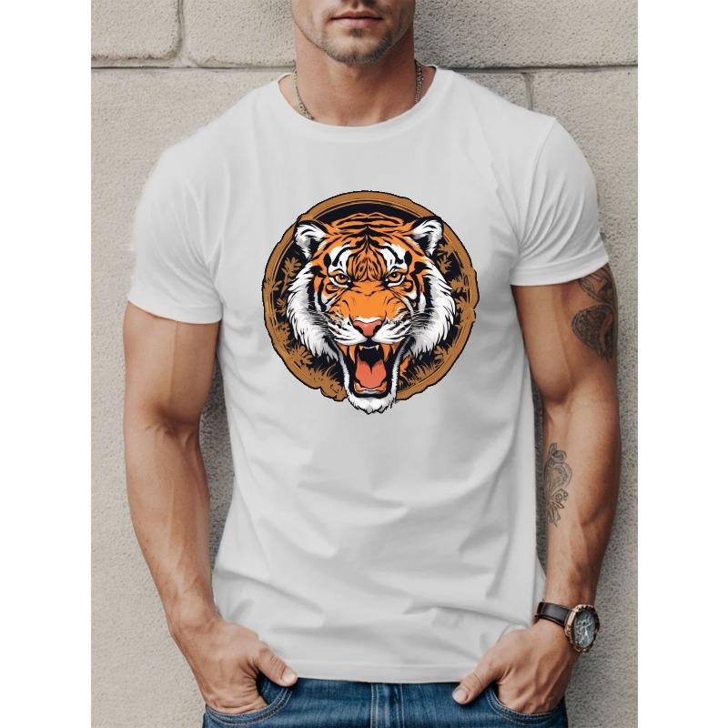 European sizes Tiger Men's Short Sleeve T-shirt Summer T-shirt Top