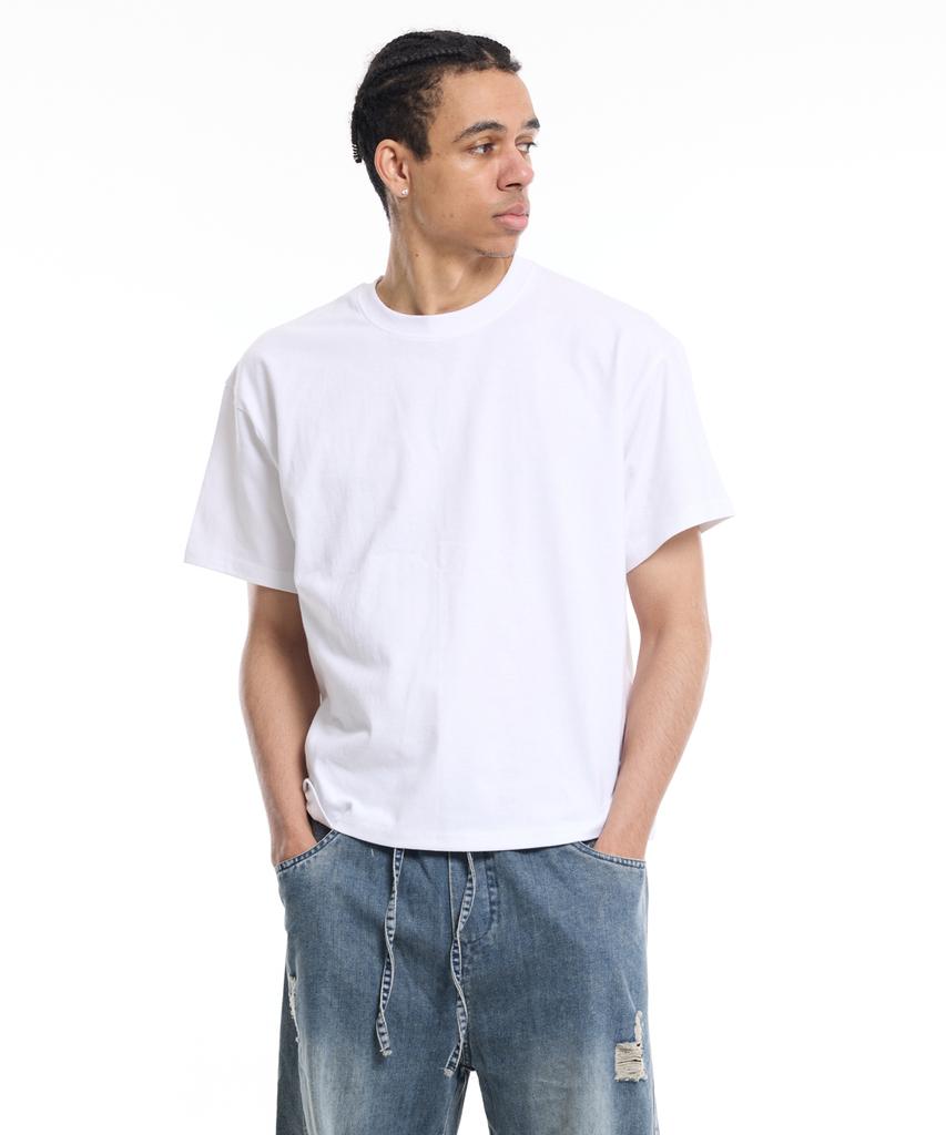 CREAM SODA LAB Men'S Standard Fit Cropped Short Sleeve Tee White
