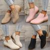 2024 British Style Pointed Toe Martin Boots with Thick Heel and Zipper