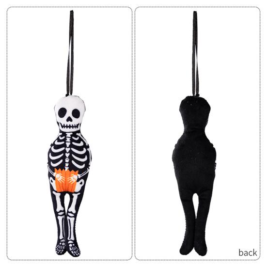 Plush Halloween Ornament Small Black Cat/Pumpkin/Ghost/Skeleton Hanging Decoration for Holiday Tree Decor