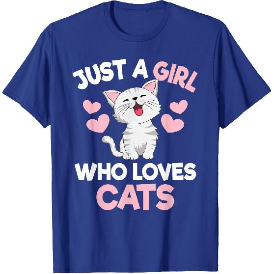Just A Girl Who Loves Cats Cute Cat Lover Girls Kids T-Shirt