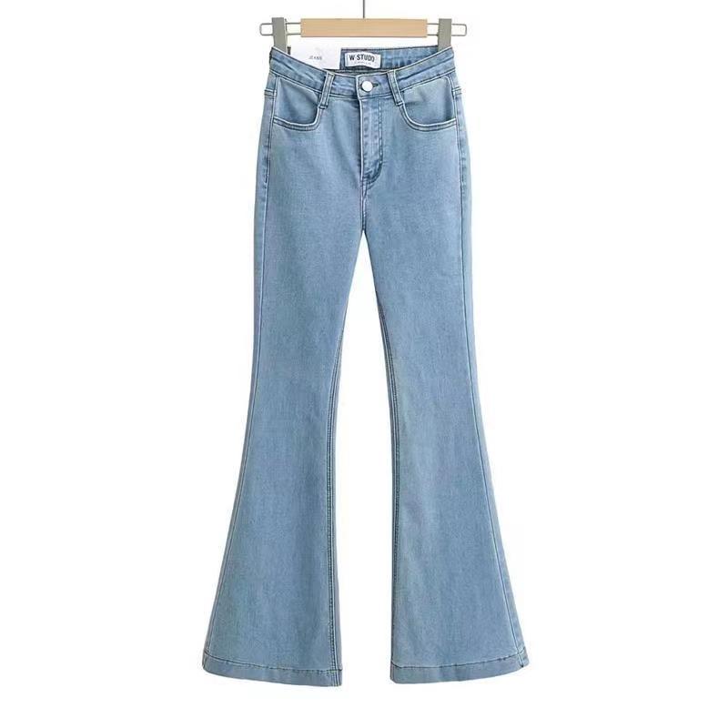 Korean Spicy Girl High Waist Flared Jeans: 2026 Spring/Autumn Elastic Slimming Skinny Trousers
