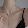 925 Sterling Silver Necklace Shiny Exquisite Round Rectangle Choker Birthday Gift for Women Fashion Wedding Party Jewelry