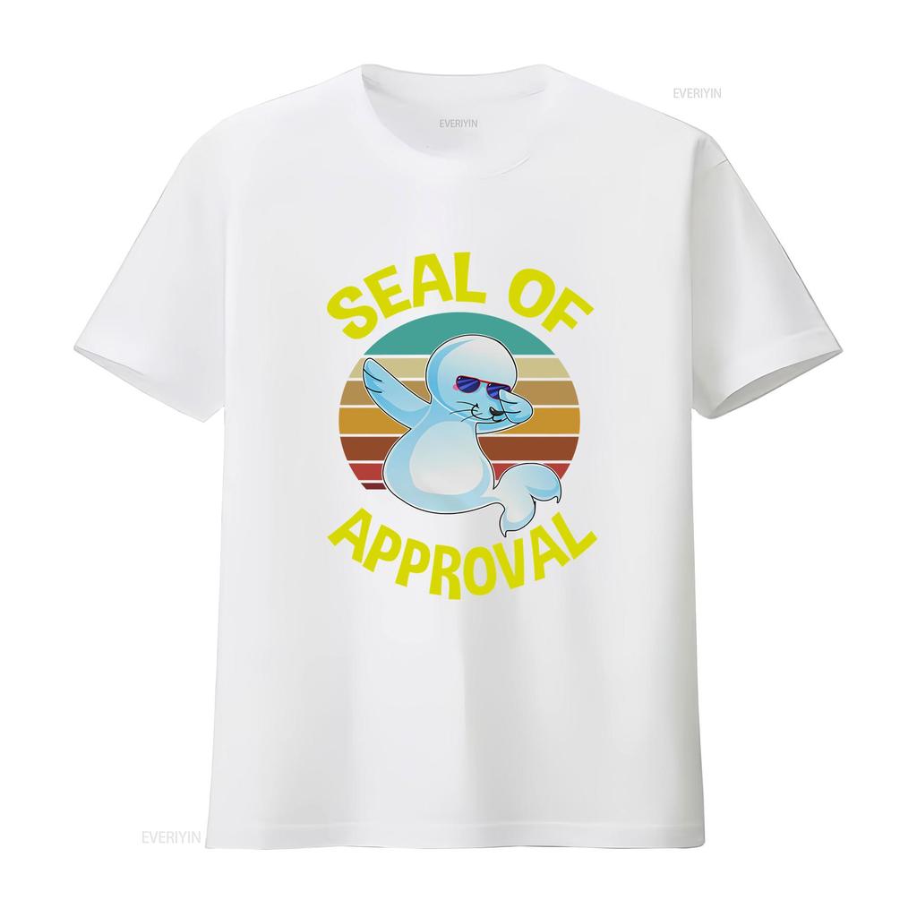 Seal Of Approval T Shirt Funny SweaT Lover S Puns Baby Vintage Washed Comfortable Slightly Casual Soft Graphic Unisex