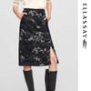 Women's Printed New Chinese Style Slit Midi Skirt
