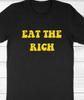Eet de Rijken Voed de Armen Kampvuur t-shirt tee grappige gele tekst