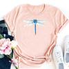 (Asian Size)Tee Top Fashion Watercolor Dragonfly Lovely Trend T Shirt Clothing Casual Short Sleeve Women Print Lady Female Graphic T-shirt