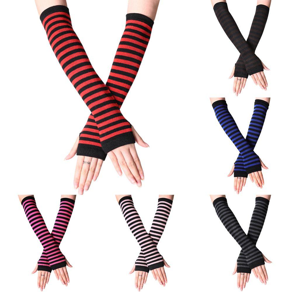 Classic Knitted Cotton Wristband Arm Warmer Fingerless Long Gloves Handschoenen Elbow Mittens