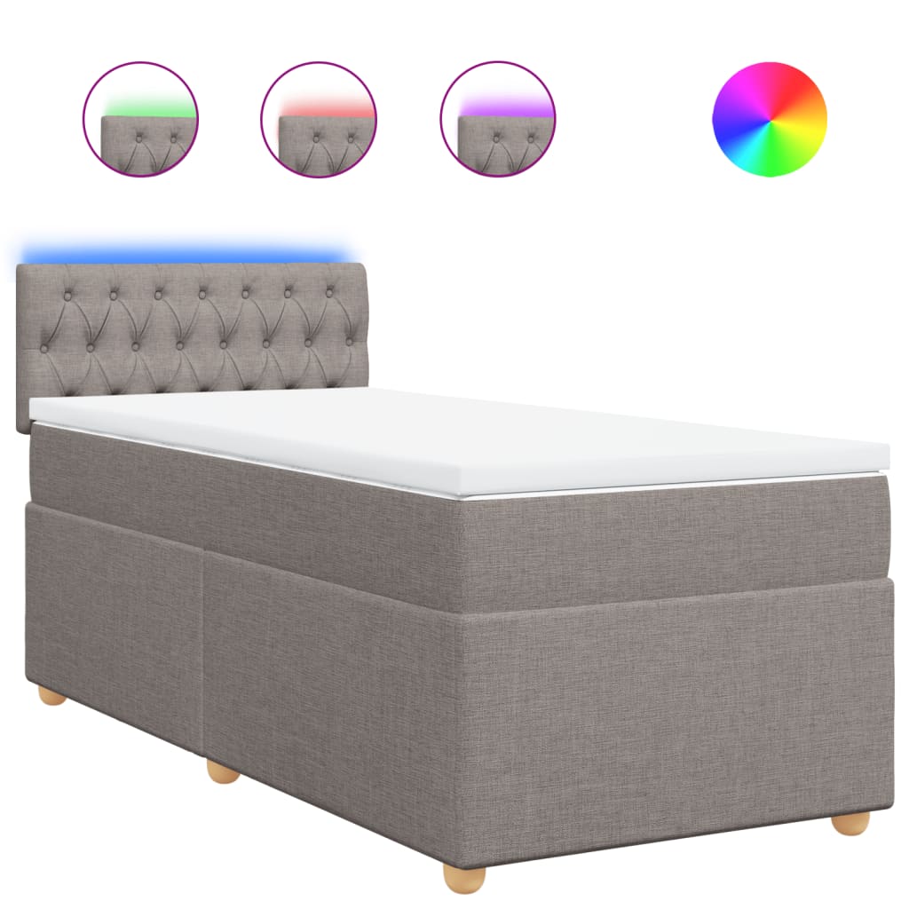 Vidaxl Kontinentalbett Mit Matratze, Taupe, Stoff, 100X200 Cm
