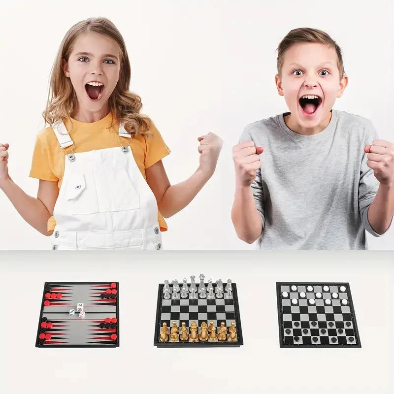 Magnetic Folding Chess Set Mini Travel Chess Board Game For Kids Adults Portable Plastic Interactive Toy Birthday Gift