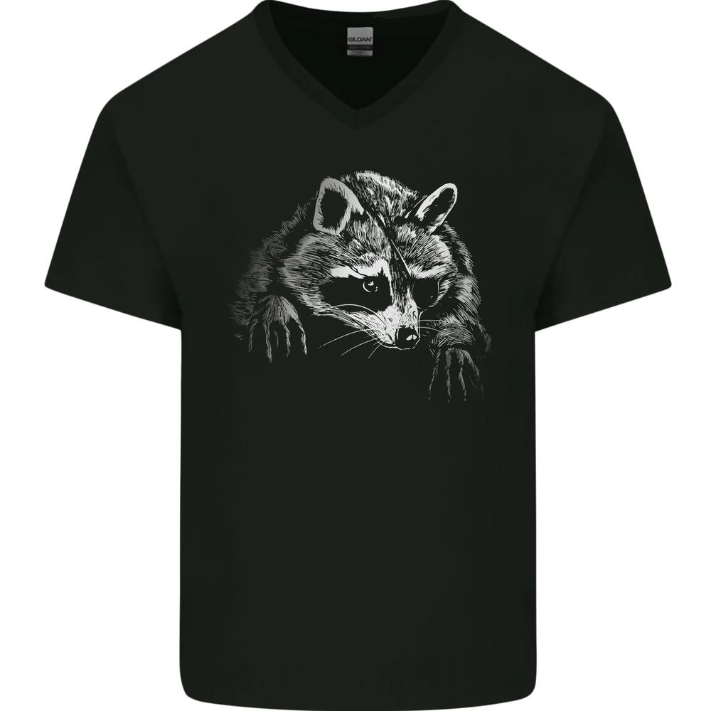 A Raccoon with an Eyepatch Mens VNeck Cotton T-shirt