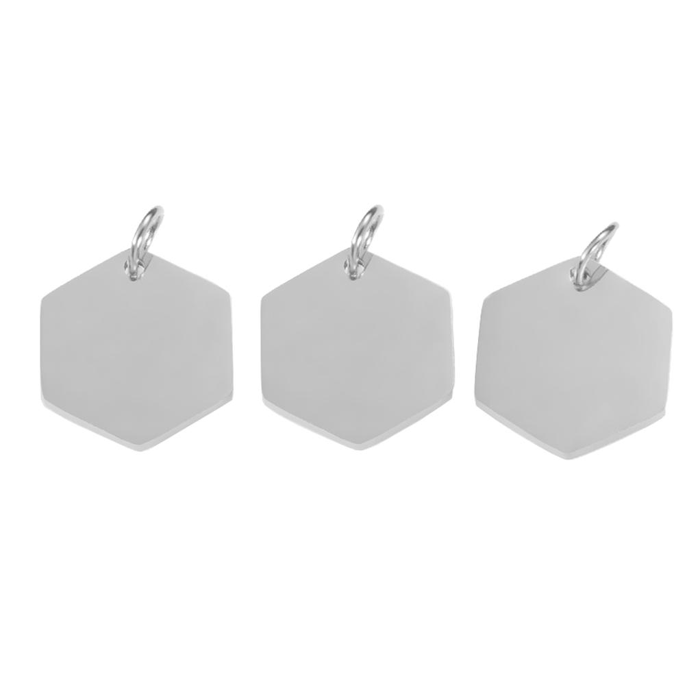 10Pcs/Lot  High Quality Polished Stainless Steel Hexagon Shape Pendant Charms Suitable for Bracelet Necklace DIY Jewelry Making
