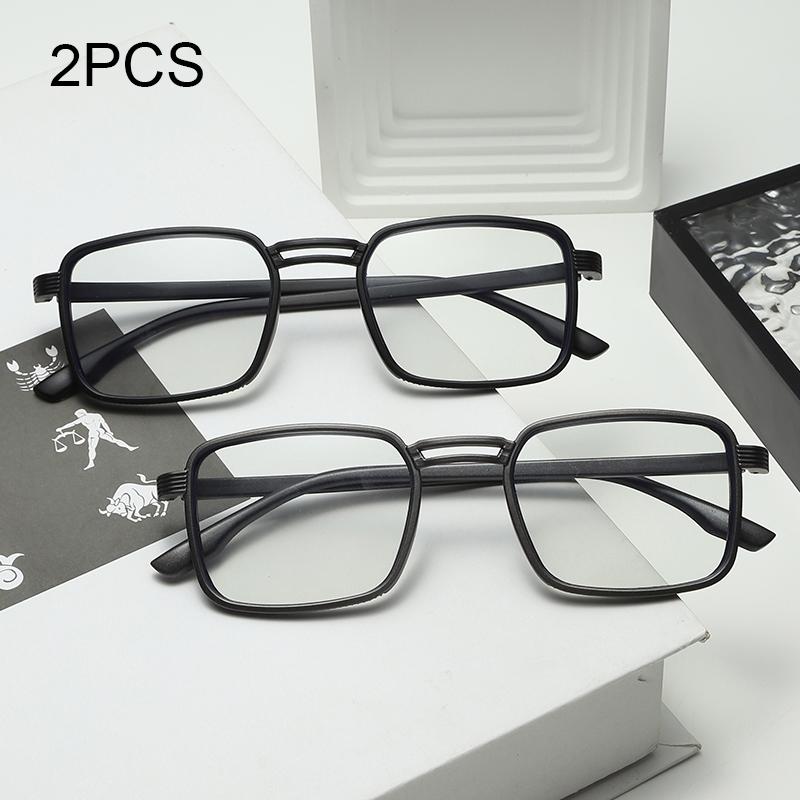 2 Paires de Lunettes de Lecture en Plastique de Haute Qualité pour Hommes Anti Lumière Bleue Presbytie Lunettes avec Dioptrie +1.0 +1.5 +2.0À +3.5
