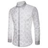 Men Sexy Long Sleeve Solid Color Lace See Through Clubwear Buttons Down Shirt