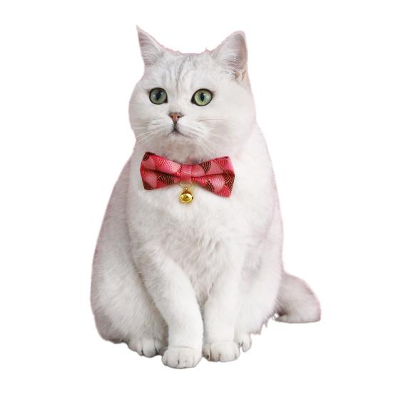 Kitten Collar Adjustable Safety Buckle Lovely Printed Bow Charm Dress Up Neck Jewelry Pet Neck Accessory Small Dog Collar with Bell Cat Supplies
