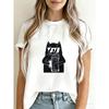 Lässiges T-Shirt Weiße Katze Mit Sonnenbrille Hält Bier Grafikdruck Für Den Alltag