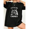T-shirt Oversize Raton Laveur Noir Let's Do Crimes Imprimé Graphique Haut Streetwear Décontracté Pour Femmes Tenue d'Été
