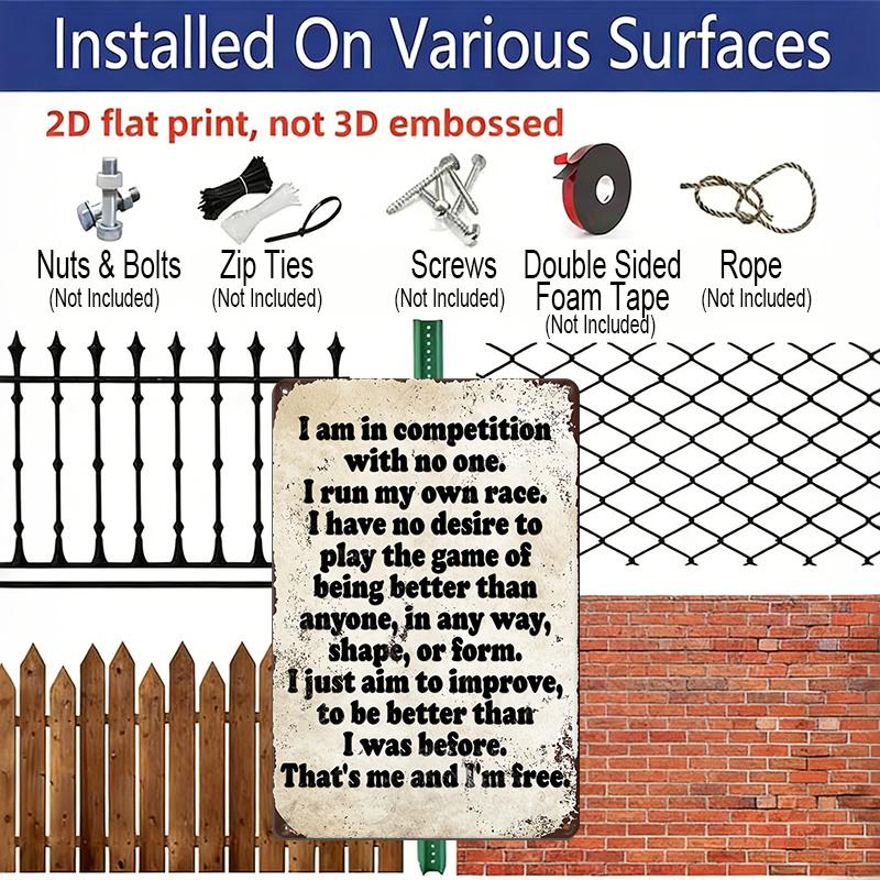 2D Flat 1pc Decorative Signs & Plaques, Satirical Metal Vintage Aluminum Signage (8'X12 '), I Compete with Anyone Funny Poster, Outdoor Wall Decor