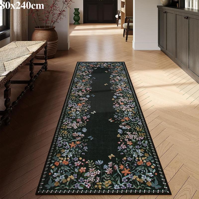 Hallway Carpet Runner Long Rug Machine Washable Folding Non-slip Floor Mat Spring Flower Home Decoration Rugs for Living Room