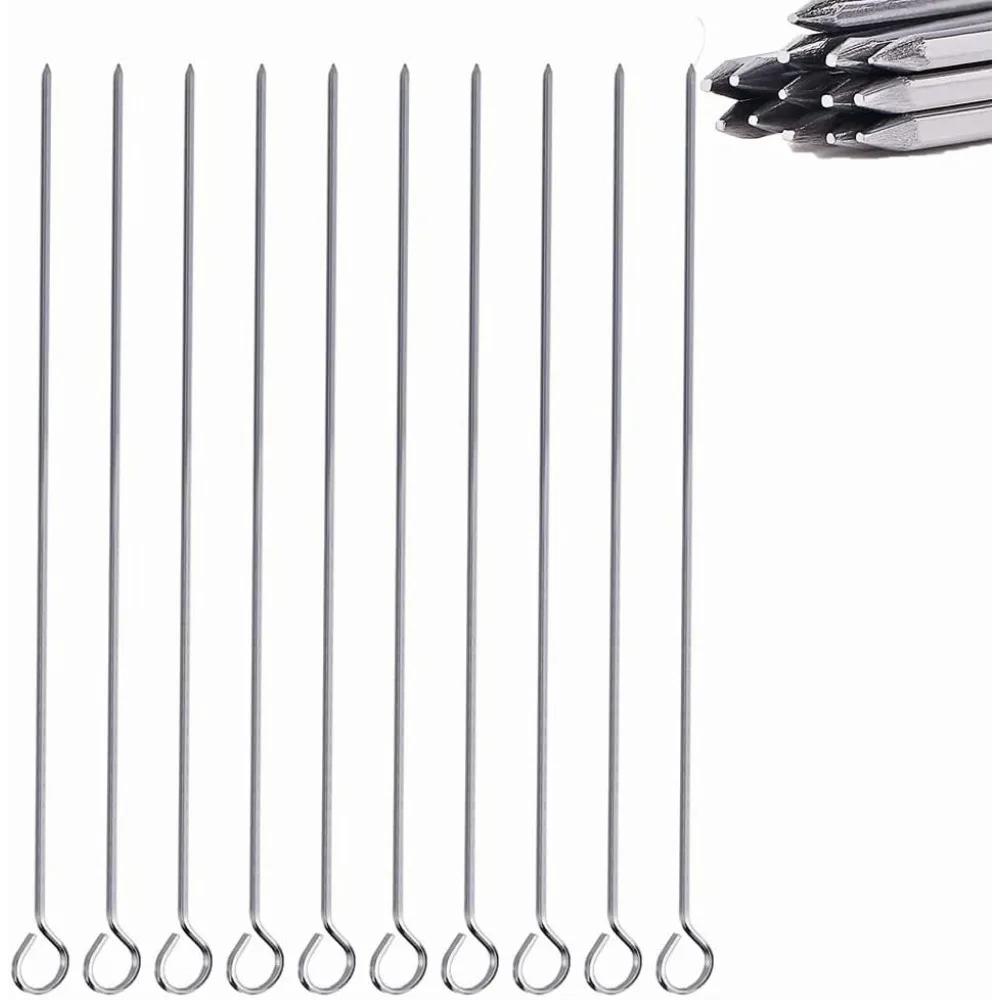 BBQ Skewers Stainless Steel Grill Kebab Skewer 29.5cm Long Reusable Metal Barbecue Skewers (Pack of 10)