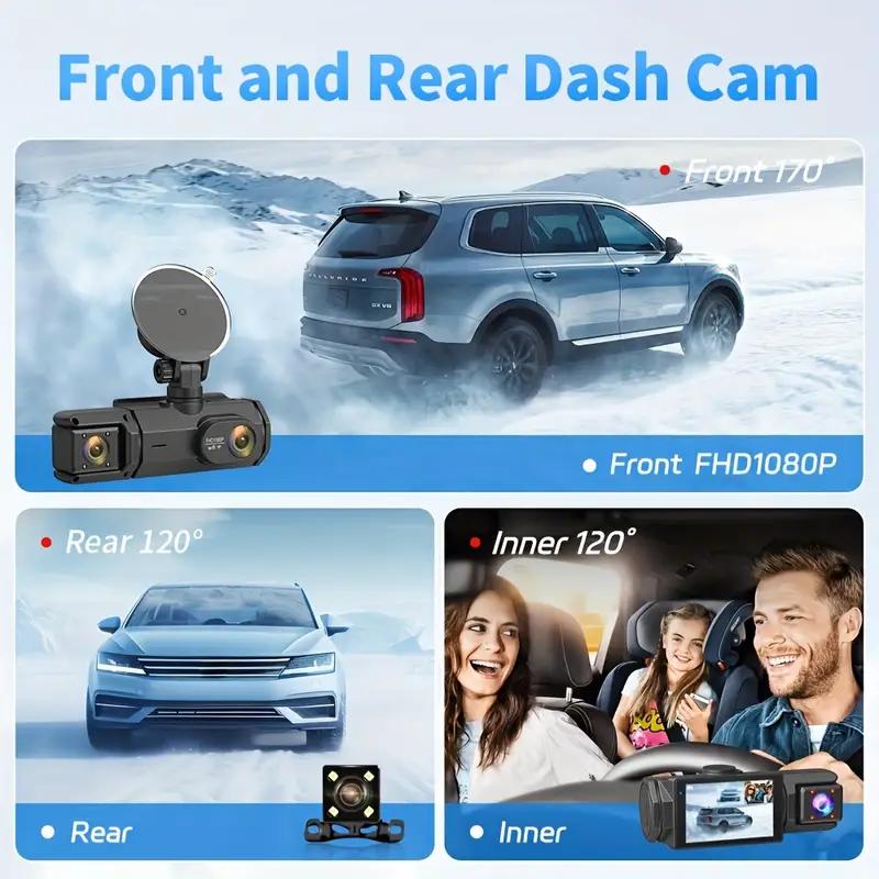 3-Kanal Dashcam WIFI AUTO DVR 1080P 3-Objektiv Innenraumkamera Dreiwegekamera Blackbox Recorder Video Registrator Camcorder
