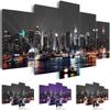 Leinwand-Malerei, Wandkunst, 5-teilig, New York City, Baulandschaft, Bilder, Drucke, Nachtansicht, Poster, Heimdekoration, modular
