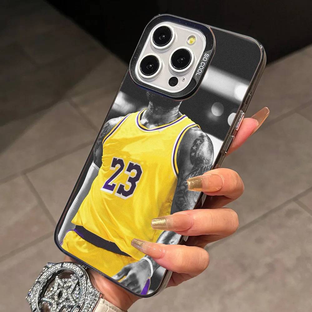 Basketball L-Lebron James  Phone Case For iPhone 17,16,15,14,13,12,11 Plus,Pro Max,XS,Colorful Silver Phone Case Funda Cover