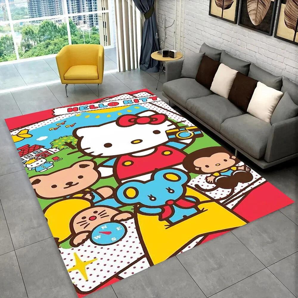 Sanrio Cartoon Mädchen Teppich Neuer Hello Kitty Katze Teppich für Schlafzimmer Wohnzimmer Zuhause Sofa Dekor Kinder Krabbelmatte