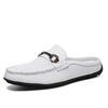 Fashion Luxury Brand Mens Slip On Loafers Genuine Leather Summer Casual Shoes Fashion Half Shoes For Men Comfy Driving Shoes Moccasins