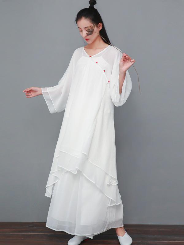 Women's Zen-Inspired Summer Hanfu Skirt - Retro Chinese Style