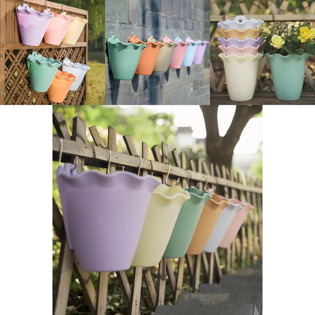 Decorative Plastic Planter With Drainage For Wall Hanging And Garden Fence Decor