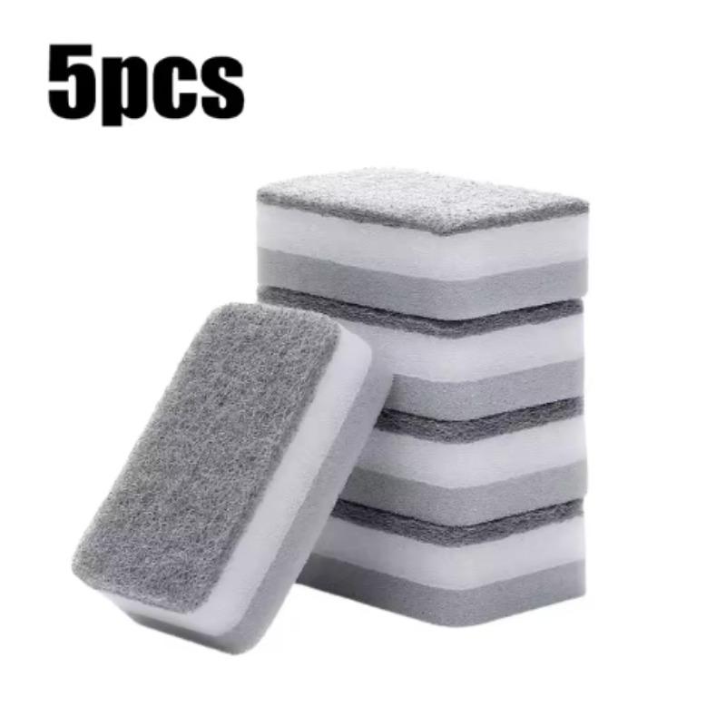 5 Pièces Éponge de Nettoyage Double Face Tampon à Récurer Ménager Lingette de Cuisine Éponge Réutilisable pour Vaisselle Serviettes de Nettoyage de Vaisselle Accessoires