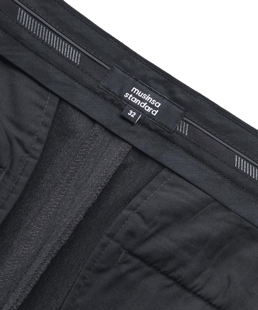 MUSINSA STANDARD Lightweight Wide Hidden Banding Crop Slacks [Charcoal Gray]