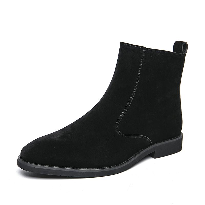 2024 Winter Hot Selling Men's Chelsea Boots Pointed Banquet Dress Boots British Style Trendy Men's High Top Shoes Warm Velvet