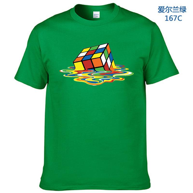Summer Cotton T-Shirt Rubik's Cube Printing Funny Hipster Graphic Tee Shirt Top Unisex Men Short Sleeve Cool Tees