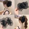 Zomer Zoete Gaas Tule Grote Strik Haar Klem Clips Voor Vrouwen Effen Kleuren Elegante Strik Ponytail Clip Hoofddeksel Accessoires
