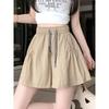 Ice Silk Yamamoto A- Line Plus Size Wide Leg Drawstring Shorts