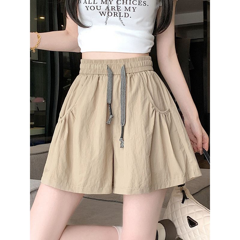 Ice Silk Yamamoto A- Line Plus Size Wide Leg Drawstring Shorts